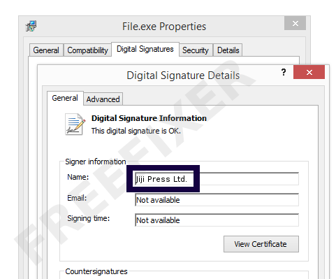 Screenshot of the Jiji Press Ltd. certificate